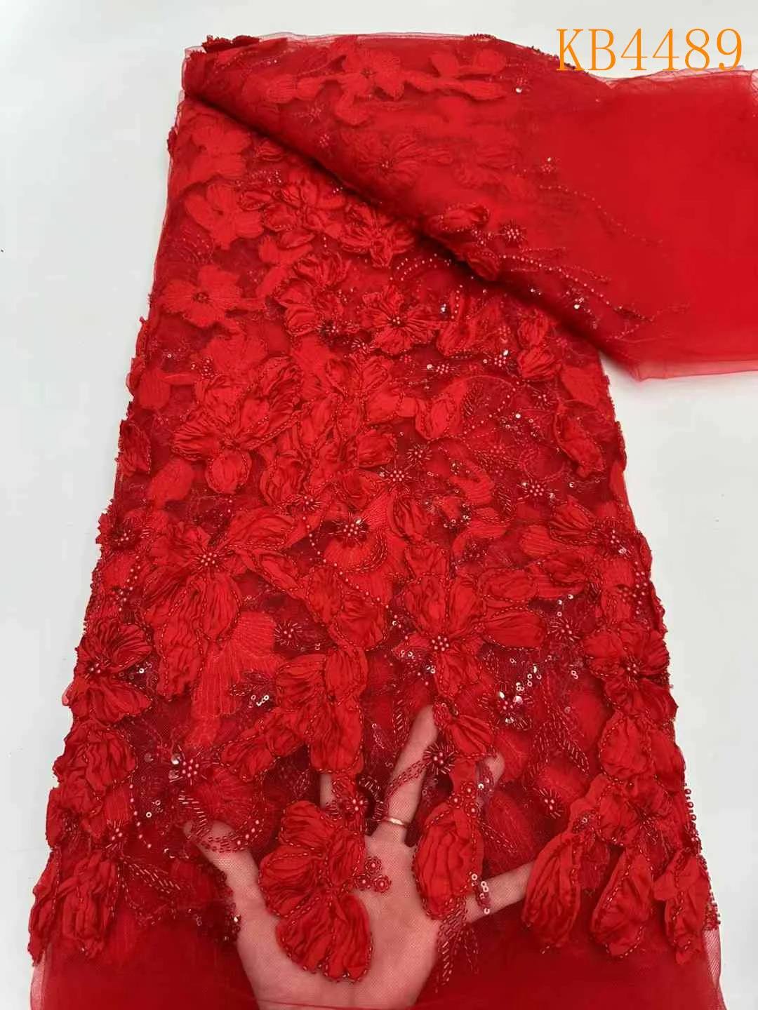 Latest Red 3D Flower Beaded Lace Fabric African Lace Fabric 2024 High Quality Sequence French Mesh Lace Fabric For Sewing KB4489
Latest Red 3D Flower Beaded Lace Fabric African Lace Fabric 2024 High Quality Sequence French Mesh Lace Fabric For Sewing KB4489