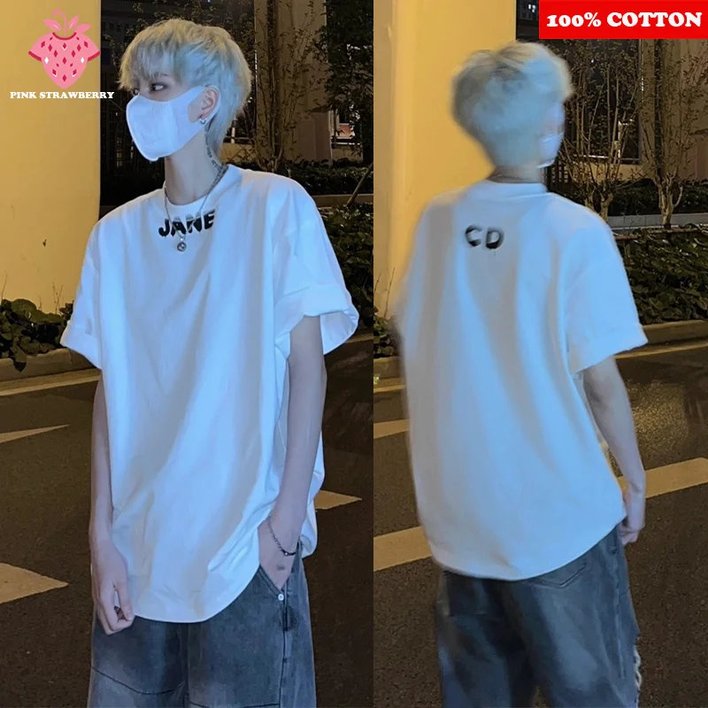 American style Street White T-shirt Men's Summer 2025 New 100% Cotton Letter Print T-shirt Loose Casual Y2k Top mens clothing
American style Street White T-shirt Men's Summer 2025 New 100% Cotton Letter Print T-shirt Loose Casual Y2k Top mens clothing