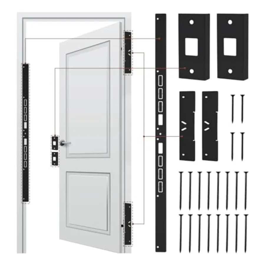 46" Jamb Repair Kit for Interior Doors, Door Reinforcement, Frame and Hinges Door Lock Security, Anti Kick in Heavy Duty Strike
46" Jamb Repair Kit for Interior Doors, Door Reinforcement, Frame and Hinges Door Lock Security, Anti Kick in Heavy Duty Strike