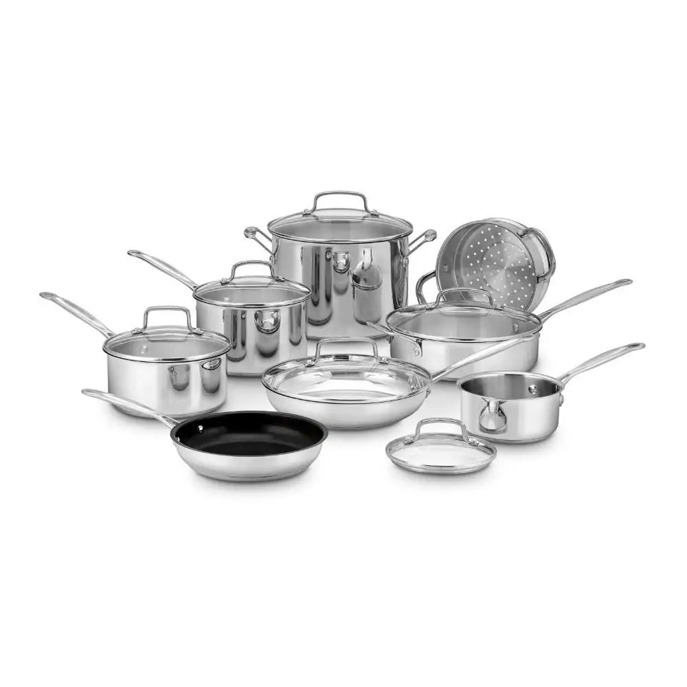Custom Luxury Non-stick Stainless Steel Cookware Set with Composite Bottom & Glass Lids
Custom Luxury Non-stick Stainless Steel Cookware Set with Composite Bottom & Glass Lids