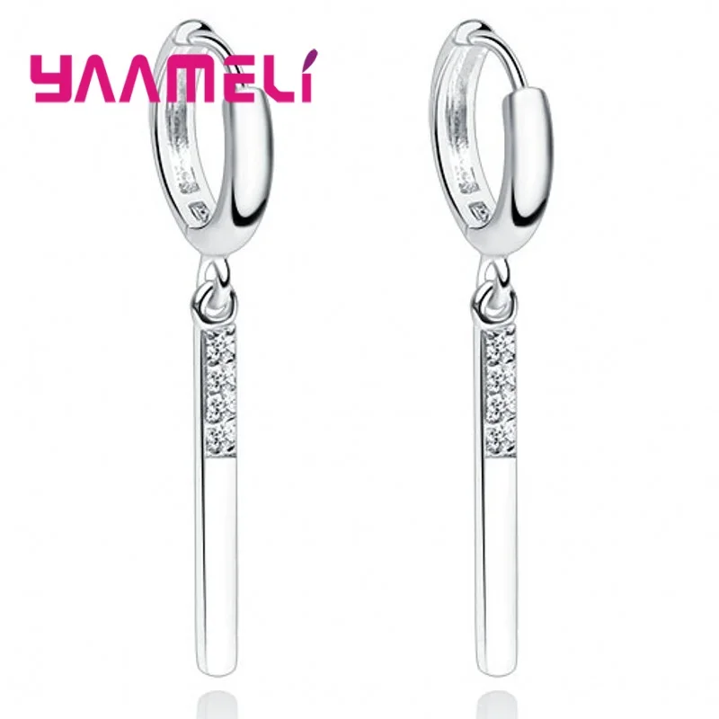 925 Sterling Silver Austria Crystal Huggie Earrings Simple Strip Drop Jewelry Dangle Piercing Pendientes Women Girl Gift
925 Sterling Silver Austria Crystal Huggie Earrings Simple Strip Drop Jewelry Dangle Piercing Pendientes Women Girl Gift