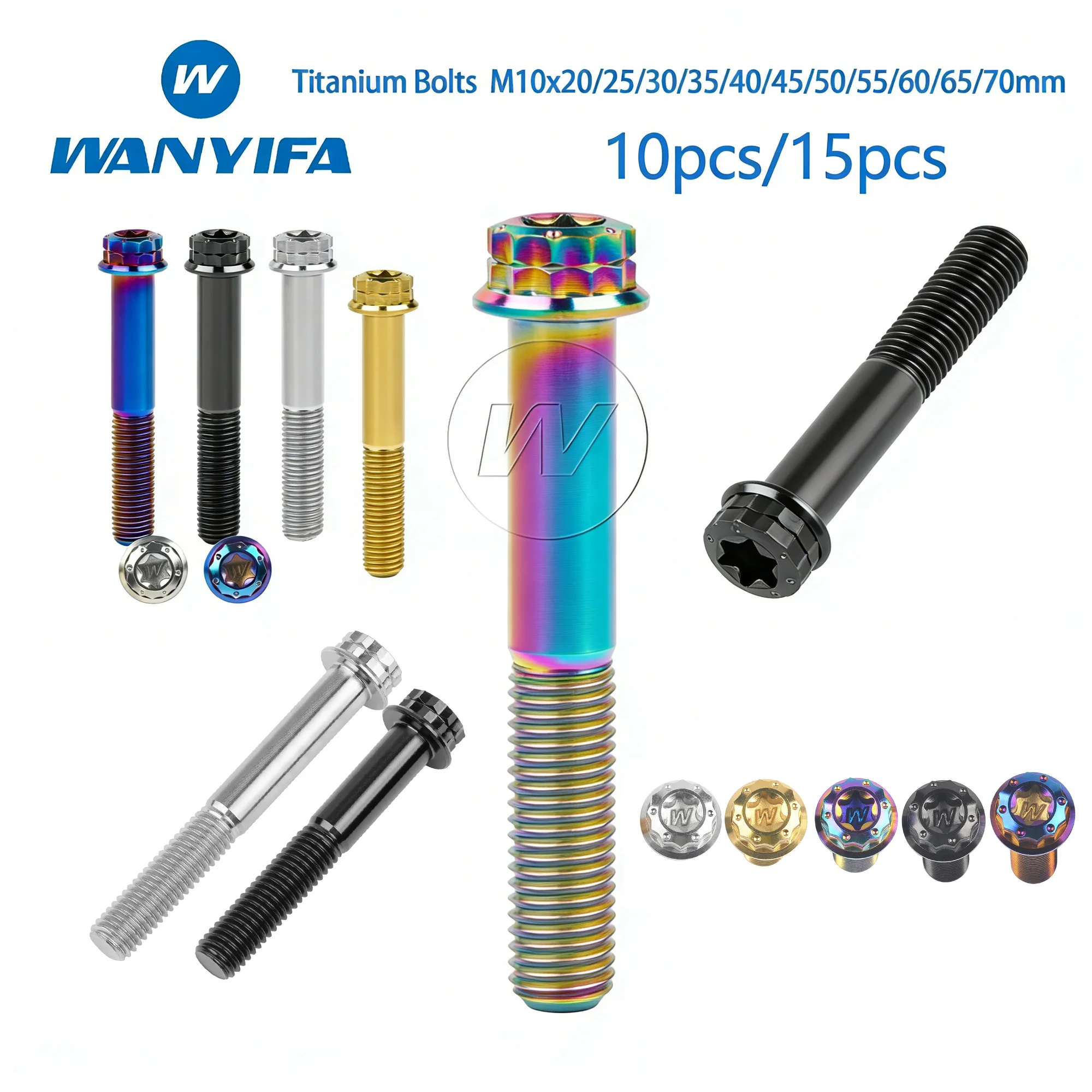 Титановые болты Wanyifa M10x20/25/30/35/40/45/50/55/60/65/70 мм с крестообразной головкой и фланцем для мотоциклов, 10/15 шт.
Титановые болты Wanyifa M10x20/25/30/35/40/45/50/55/60/65/70 мм с крестообразной головкой и фланцем для мотоциклов, 10/15 шт.