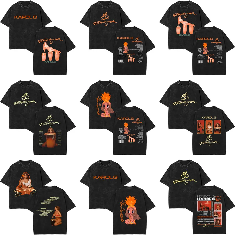 Washed Vintage Karol G Album Tropicoqueta 2025 T-shirt Men Women Hip Hop Fashion Pop Music T Shirts Unisex Oversized Streetwear
Washed Vintage Karol G Album Tropicoqueta 2025 T-shirt Men Women Hip Hop Fashion Pop Music T Shirts Unisex Oversized Streetwear
