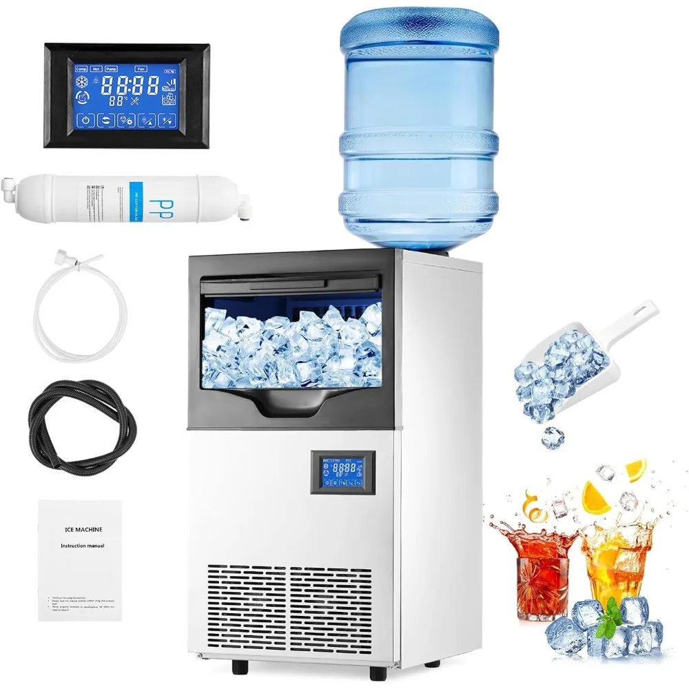 Commercial Ice Maker Machine, 140Lbs/24H, 22Lbs Storage Bin, 2-Way Add Water, 0.9Inch Thick Cube Ices Machine Automatic
Commercial Ice Maker Machine, 140Lbs/24H, 22Lbs Storage Bin, 2-Way Add Water, 0.9Inch Thick Cube Ices Machine Automatic