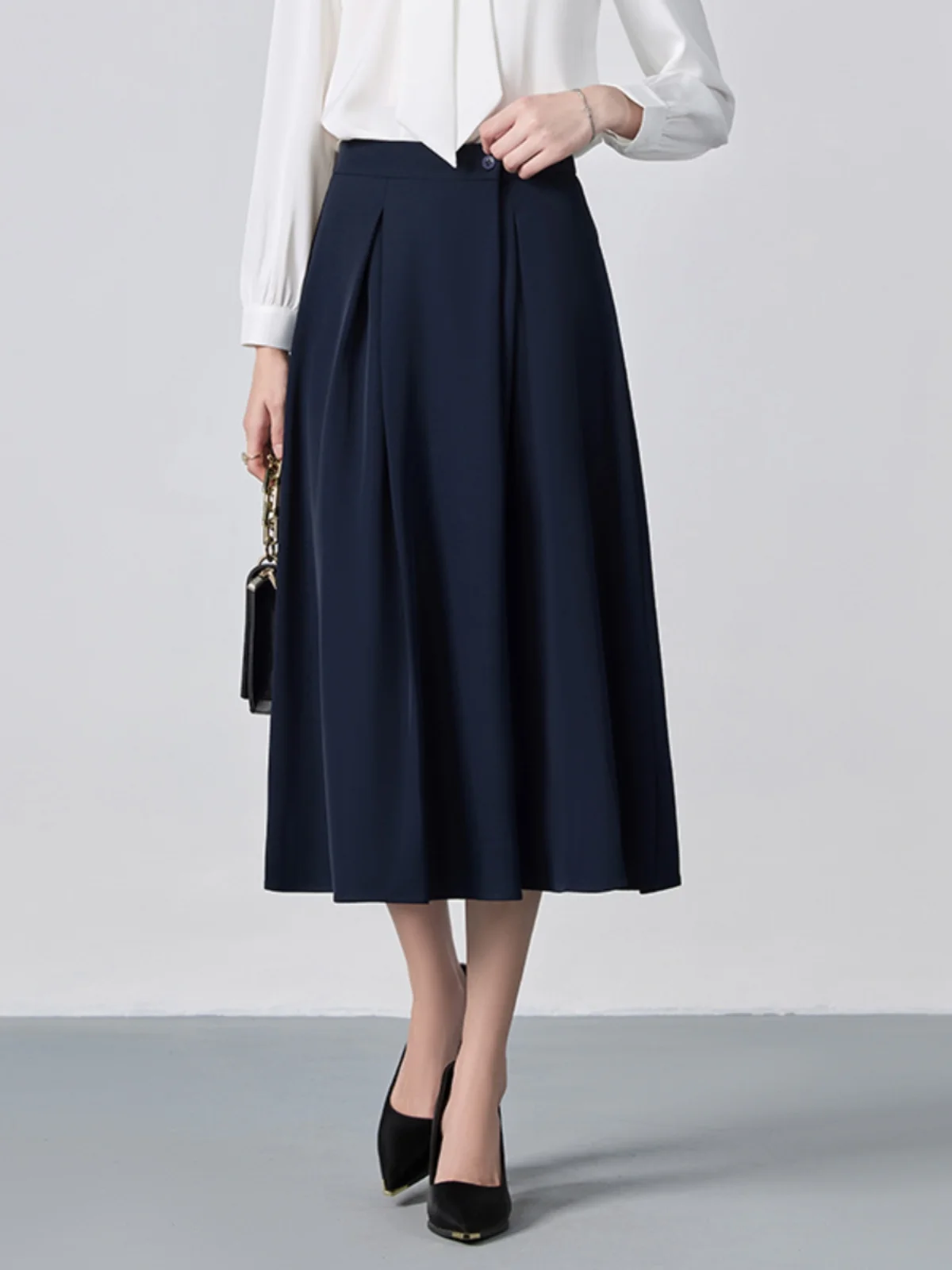 Elegant Pure Color Commute A-Line Midi Skirt Women's Autumn New Style High Waist Slimming Umbrella Skirt Business Lady Style
Elegant Pure Color Commute A-Line Midi Skirt Women's Autumn New Style High Waist Slimming Umbrella Skirt Business Lady Style