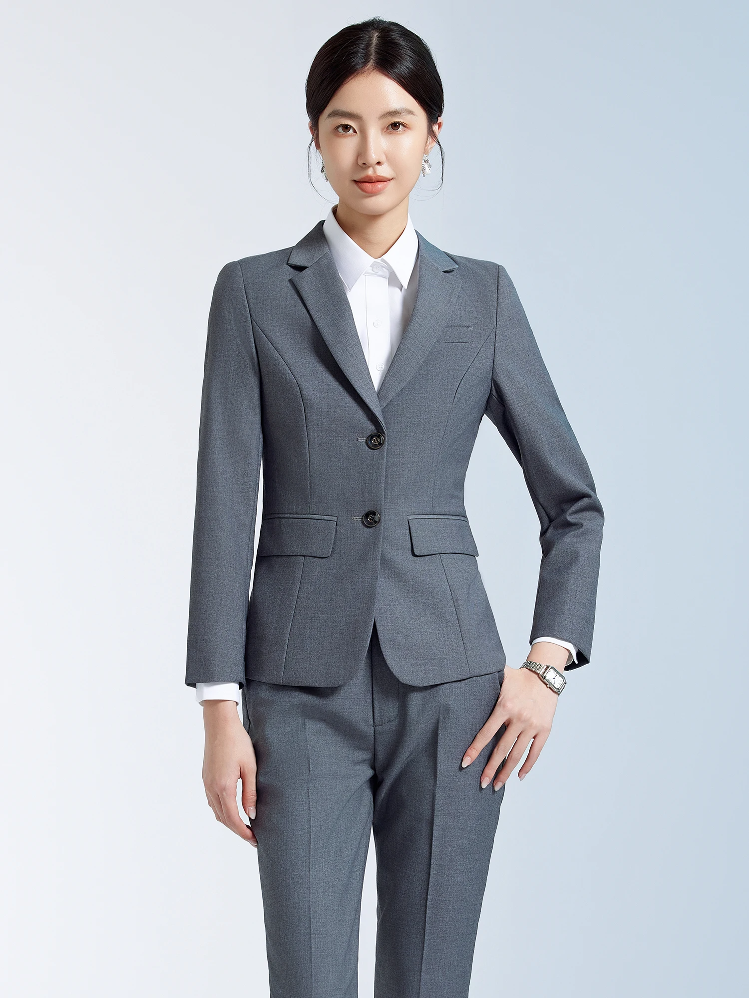 Grey Professional Women's Suit Set for Job Interview Bank Workplace Business Formal Outerwear Long Sleeve Long Pants
Grey Professional Women's Suit Set for Job Interview Bank Workplace Business Formal Outerwear Long Sleeve Long Pants