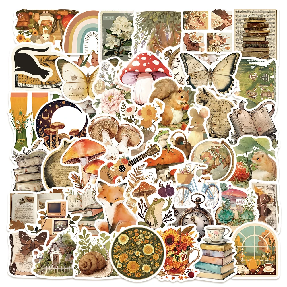10/30/50pcs Retro Animal Graffiti Stickers Vintage Mushroom Decals DIY Scrapbook Phone Guitar Aesthetic Decoration Sticker Pcak
10/30/50pcs Retro Animal Graffiti Stickers Vintage Mushroom Decals DIY Scrapbook Phone Guitar Aesthetic Decoration Sticker Pcak