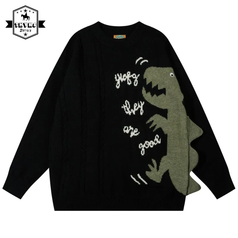 Mens Sweaters Cartoon Dinosaur Print Women Japanese Knitted Jumper Streetwear Harajuku Fashion Casual Pullovers Knitwear Unisex
Mens Sweaters Cartoon Dinosaur Print Women Japanese Knitted Jumper Streetwear Harajuku Fashion Casual Pullovers Knitwear Unisex