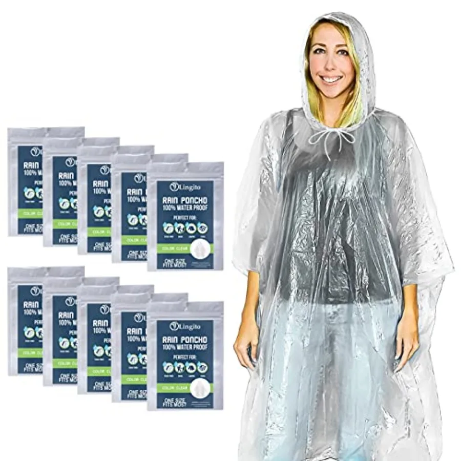 Lingito Clear Emergency Rain Ponchos Adults, Thicker, 100% Waterproof Emergency Camping Rain Poncho, Amusement Parks, Hikes
Lingito Clear Emergency Rain Ponchos Adults, Thicker, 100% Waterproof Emergency Camping Rain Poncho, Amusement Parks, Hikes