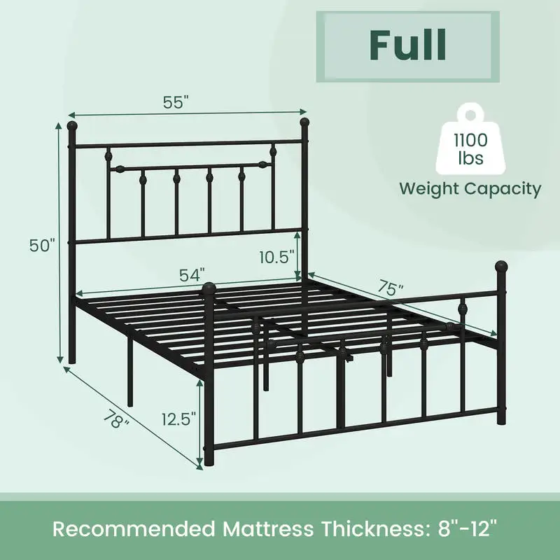 Full/Queen/Twin Size Heavy-duty Metal Bed Frame with Headboard-Full Size
Full/Queen/Twin Size Heavy-duty Metal Bed Frame with Headboard-Full Size