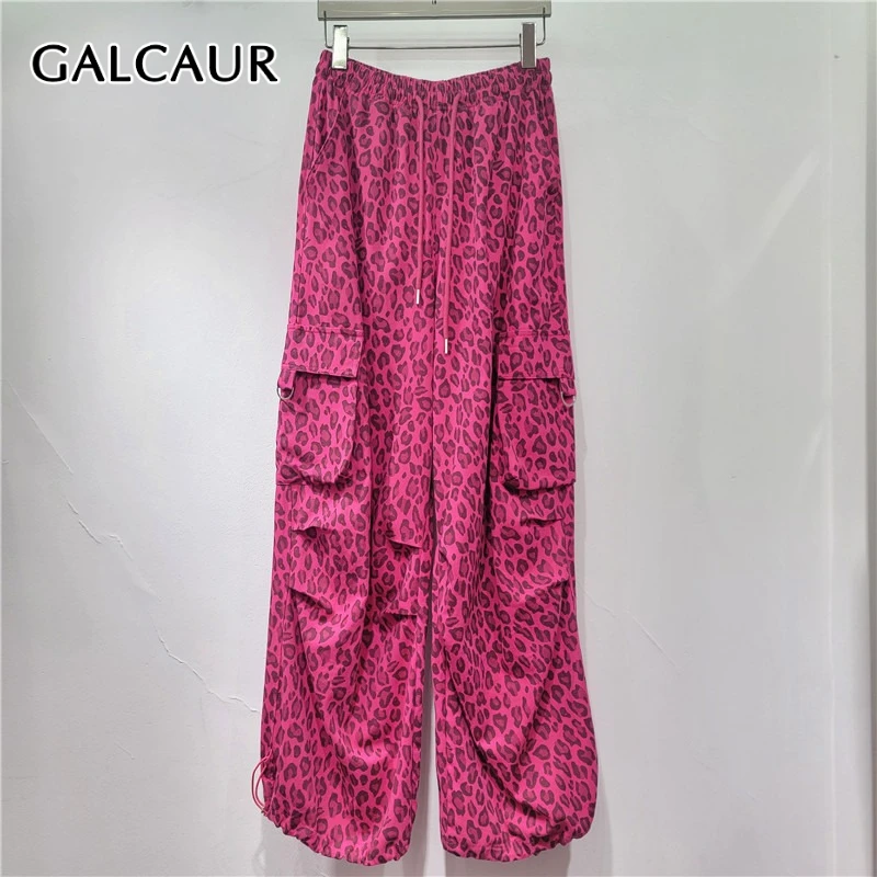 GALCAUR Leopard Spliced Pockets Fashion Pants for Women Elastic Waist Patchwork Lace Up Temperament Pant Female Clothing Style 
GALCAUR Leopard Spliced Pockets Fashion Pants for Women Elastic Waist Patchwork Lace Up Temperament Pant Female Clothing Style