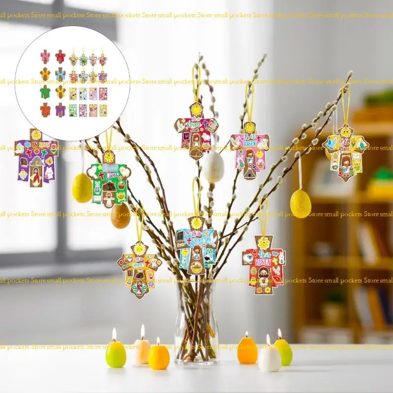 R1WD Набор пасхальных украшений ручной работы включает в себя перекрещенную бумажную подвеску и подвесную веревку для церковных
R1WD Набор пасхальных украшений ручной работы включает в себя перекрещенную бумажную подвеску и подвесную веревку для церковных