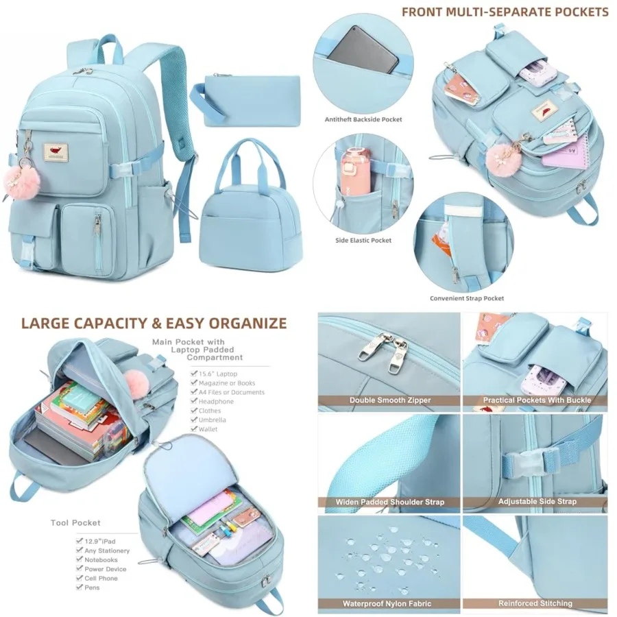 Laptop Backpack 15.6 Inch Elementary Middle High School Bag College Backpacks with Lunch Box Pencil Pouch 3 PCS Set Travel Book
Laptop Backpack 15.6 Inch Elementary Middle High School Bag College Backpacks with Lunch Box Pencil Pouch 3 PCS Set Travel Book
