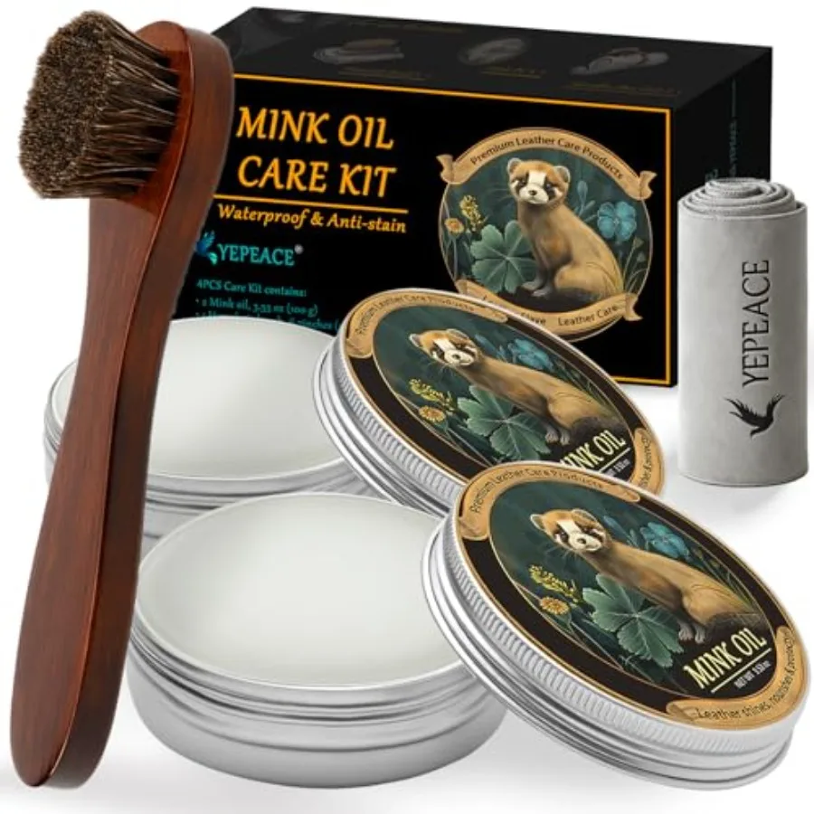 Mink Oil for Leather Boots, Leather Cleaner and Conditioner 3.53oz, All-Natural and Waterproof
Mink Oil for Leather Boots, Leather Cleaner and Conditioner 3.53oz, All-Natural and Waterproof