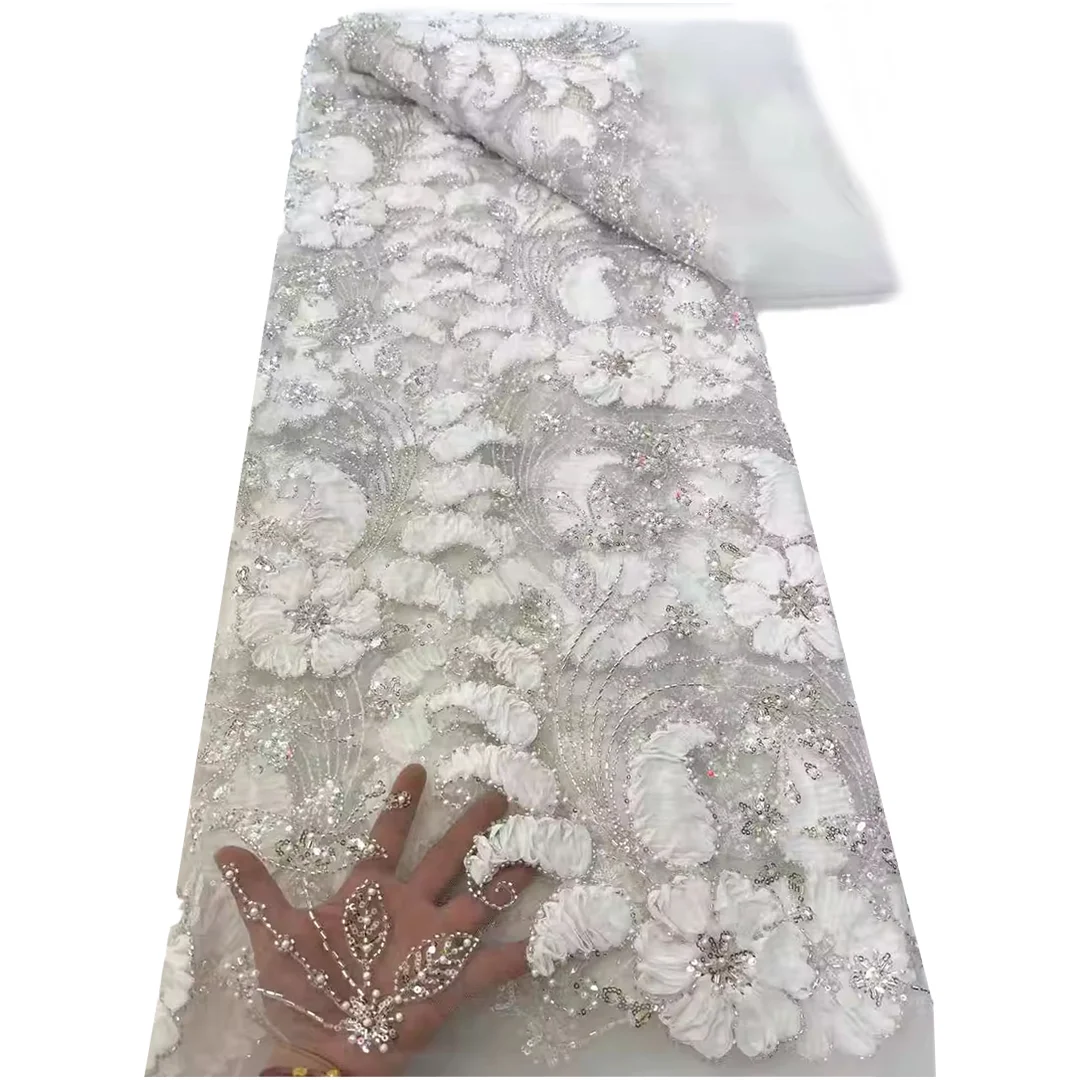 High Quality African Dyeing Beaded Lace Fabrics Pearls Design Tulle Mesh 5 Yards Wedding Dresses Sew Beaded Lace Embroidery
High Quality African Dyeing Beaded Lace Fabrics Pearls Design Tulle Mesh 5 Yards Wedding Dresses Sew Beaded Lace Embroidery