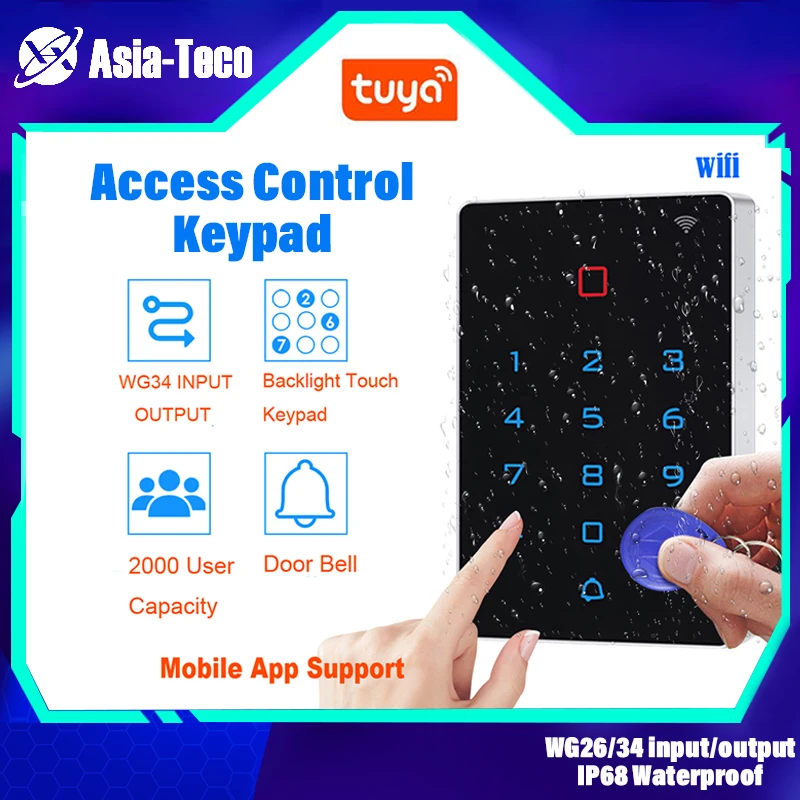 RFID Wifi Tuya APP Standalone Access Control keypad Backlight Touch Card Reader Wiegand Input and Output Waterproof(optional)
RFID Wifi Tuya APP Standalone Access Control keypad Backlight Touch Card Reader Wiegand Input and Output Waterproof(optional)