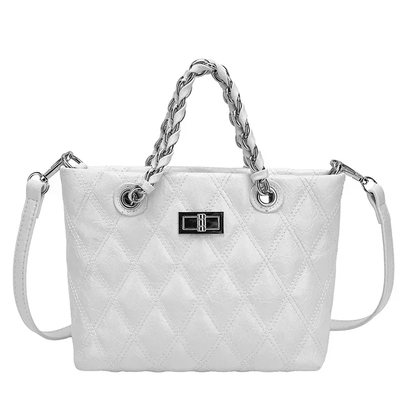 Women's 2025 Spring Luxury Tote Bag, Premium Soft Leather with Diamond Motif, Adjustable Chain Shoulder Strap for Work & Leisure 
Women's 2025 Spring Luxury Tote Bag, Premium Soft Leather with Diamond Motif, Adjustable Chain Shoulder Strap for Work & Leisure