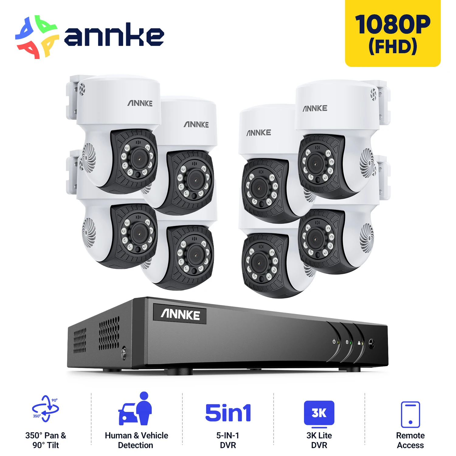 ANNKE HD 1080P Система камер видеонаблюдения 8 шт. IP65 Чистые шаровые камеры дневного и ночного видения Умное обнаружение человека 8CH 5MP DVR
ANNKE HD 1080P Система камер видеонаблюдения 8 шт. IP65 Чистые шаровые камеры дневного и ночного видения Умное обнаружение человека 8CH 5MP DVR