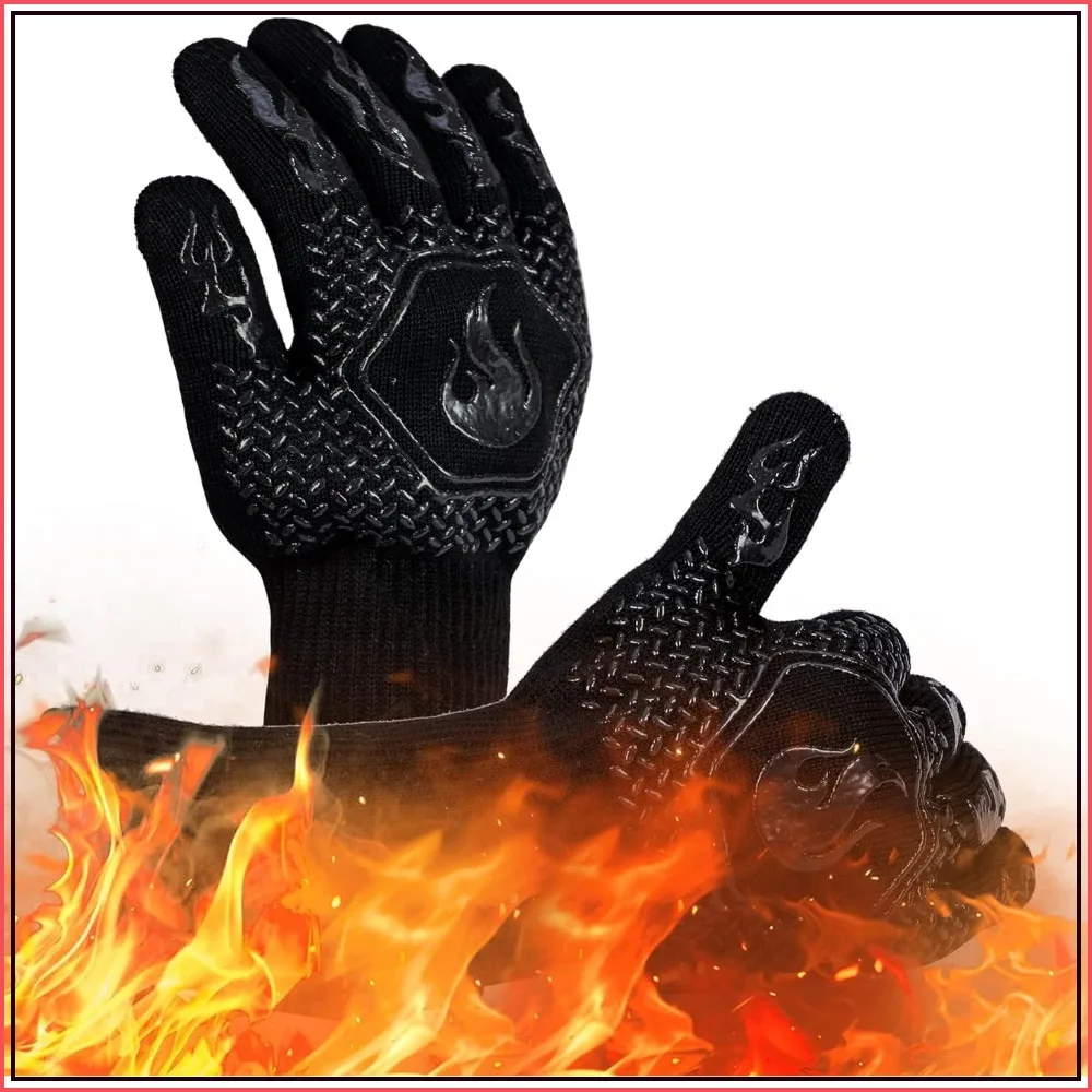 Heat Resistant BBQ Grill Gloves 1472°F, Fireproof for Grilling Smoking, Washable Oven Mitts for Kitchen Baking
Heat Resistant BBQ Grill Gloves 1472°F, Fireproof for Grilling Smoking, Washable Oven Mitts for Kitchen Baking