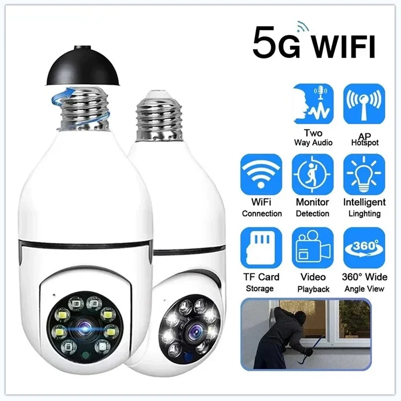 NEW 5G Wifi Bulb Surveillance Camera Night Vision Automatic Human Tracking 4X Digital Zoom Video smart home Security Monitor E27
NEW 5G Wifi Bulb Surveillance Camera Night Vision Automatic Human Tracking 4X Digital Zoom Video smart home Security Monitor E27