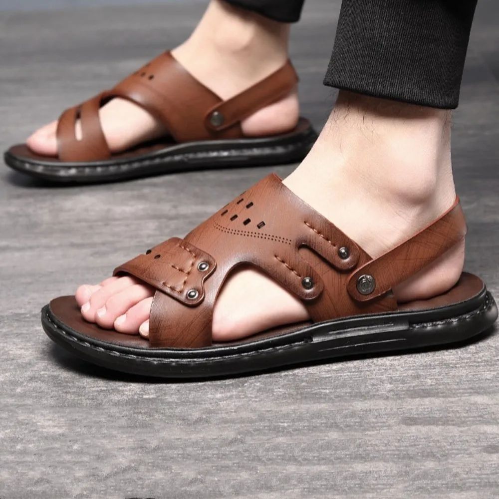 Fashion Latex Insoles Thick Soled Slippers Anti Odor PU Leather Slides Sandals Men Anti Slip Shoes Ankle Buckles Slippers Summer
Fashion Latex Insoles Thick Soled Slippers Anti Odor PU Leather Slides Sandals Men Anti Slip Shoes Ankle Buckles Slippers Summer