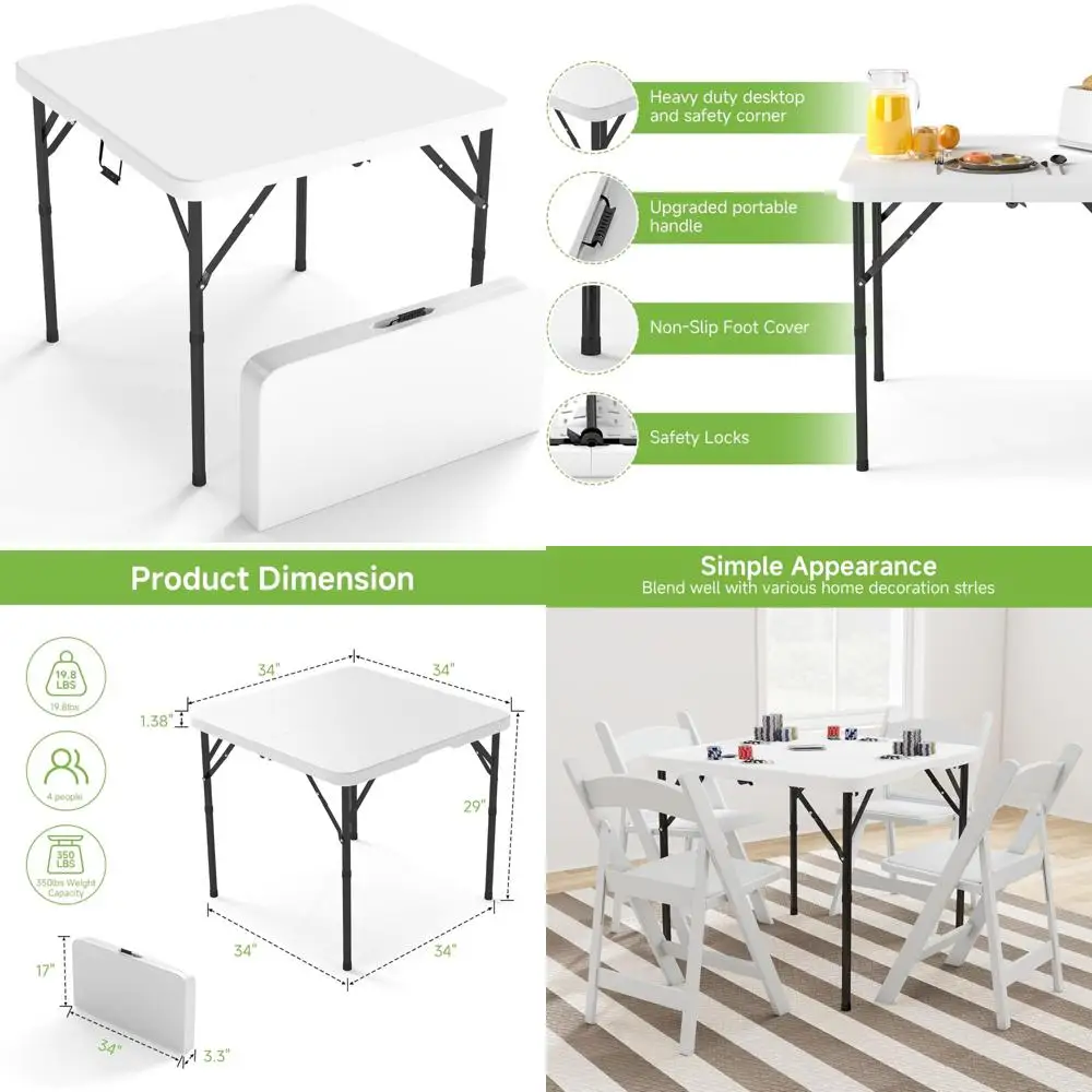 Портативный складной карточный столик — 34 квадратных уличных/внутренних пикника, барбекю, кемпинговый стол с ручкой и съемными ножками
Портативный складной карточный столик — 34 квадратных уличных/внутренних пикника, барбекю, кемпинговый стол с ручкой и съемными ножками