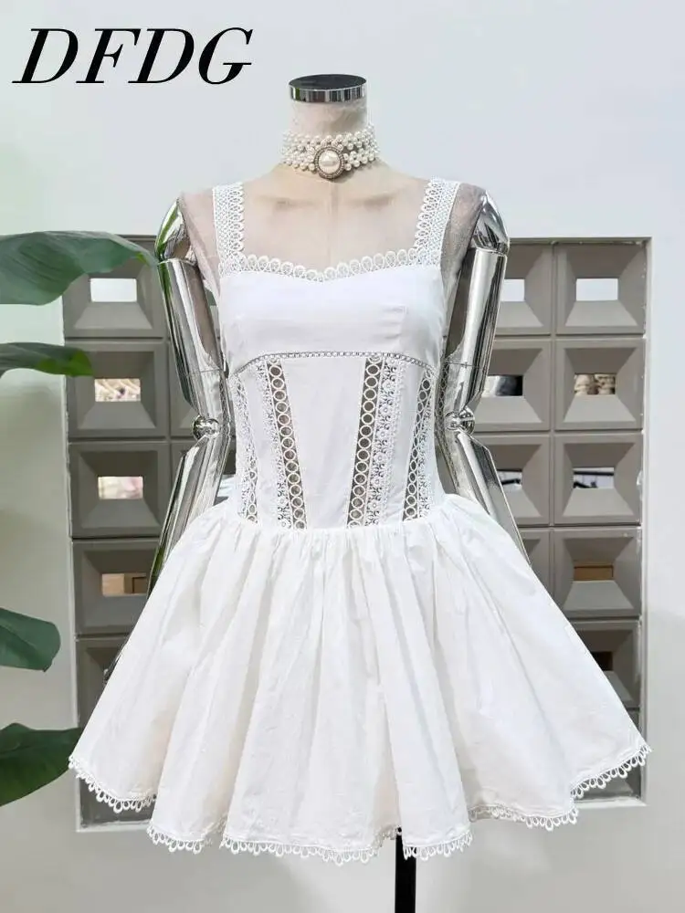 DFDG Women 2026 Spring Summer Lace Corset Mini Dress Spaghetti Strap Cutout Waist Flared Hem Elegant Sweet Party Dress
DFDG Women 2026 Spring Summer Lace Corset Mini Dress Spaghetti Strap Cutout Waist Flared Hem Elegant Sweet Party Dress