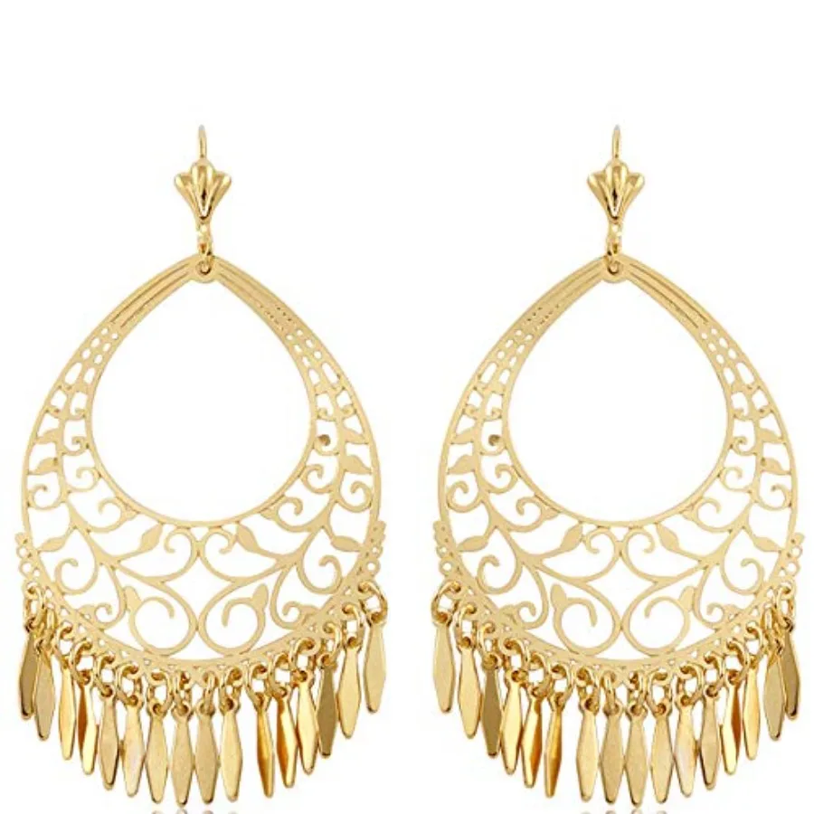 Barzel 18K Gold Plated Filigree Cut-out Dangling Chandelier Earrings - Made in Brazil
Barzel 18K Gold Plated Filigree Cut-out Dangling Chandelier Earrings - Made in Brazil