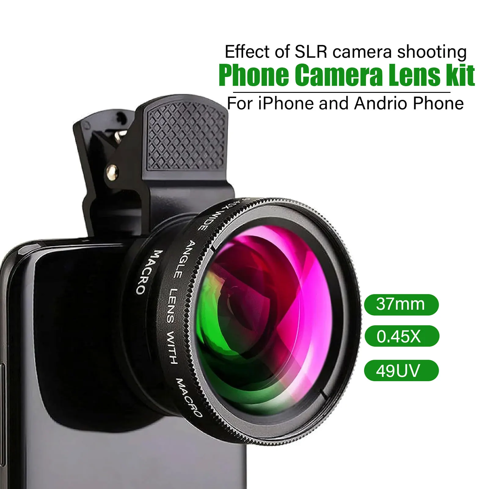 2025 New Upgrade 2 In 1 HD 0.45x Super Wide Angle & 12.5x Macro Lens for iPhone 16 X Samsung Xiaomi mobile Phone Camera lens Kit
2025 New Upgrade 2 In 1 HD 0.45x Super Wide Angle & 12.5x Macro Lens for iPhone 16 X Samsung Xiaomi mobile Phone Camera lens Kit