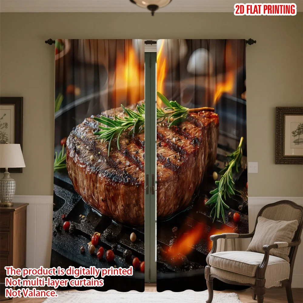 2D flat printing 2pcs Curtains Grilled Steak with Rosemary Digital Printed Polyester Drapes Family Party Use for Booths Studio
2D flat printing 2pcs Curtains Grilled Steak with Rosemary Digital Printed Polyester Drapes Family Party Use for Booths Studio