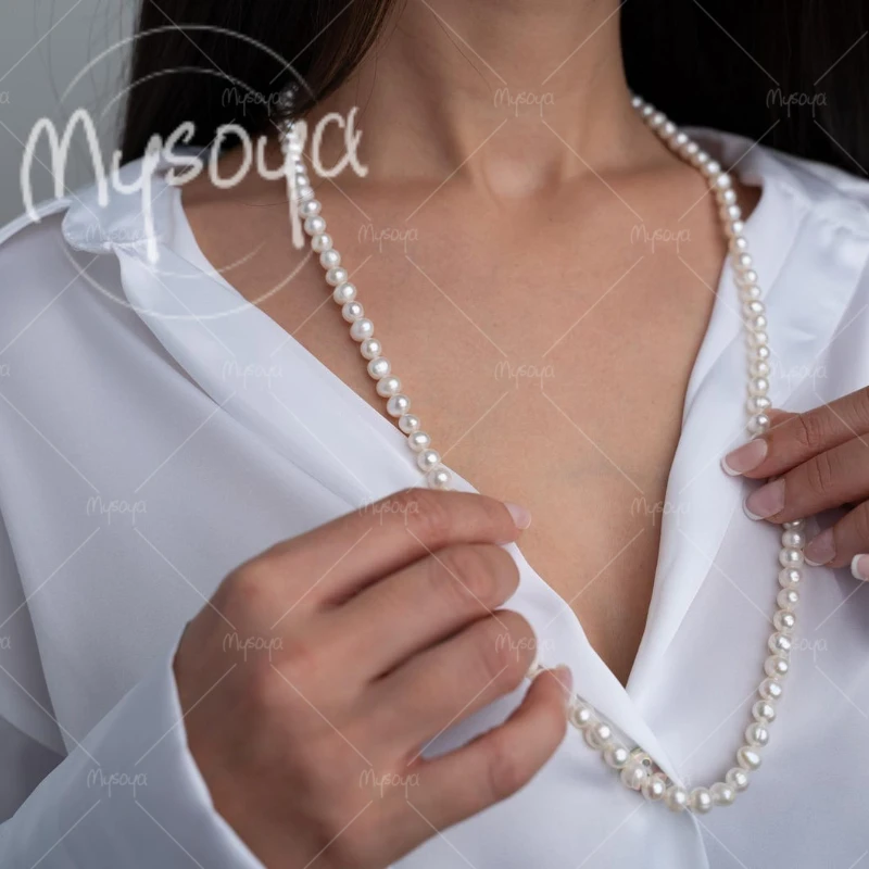 MYSOYA 6-7mm White Freshwater Pearl Long Necklace, for Wife/ Mother, Suitable for Wedding/ Mother's Day/ Father's Day Gift A0644
MYSOYA 6-7mm White Freshwater Pearl Long Necklace, for Wife/ Mother, Suitable for Wedding/ Mother's Day/ Father's Day Gift A0644