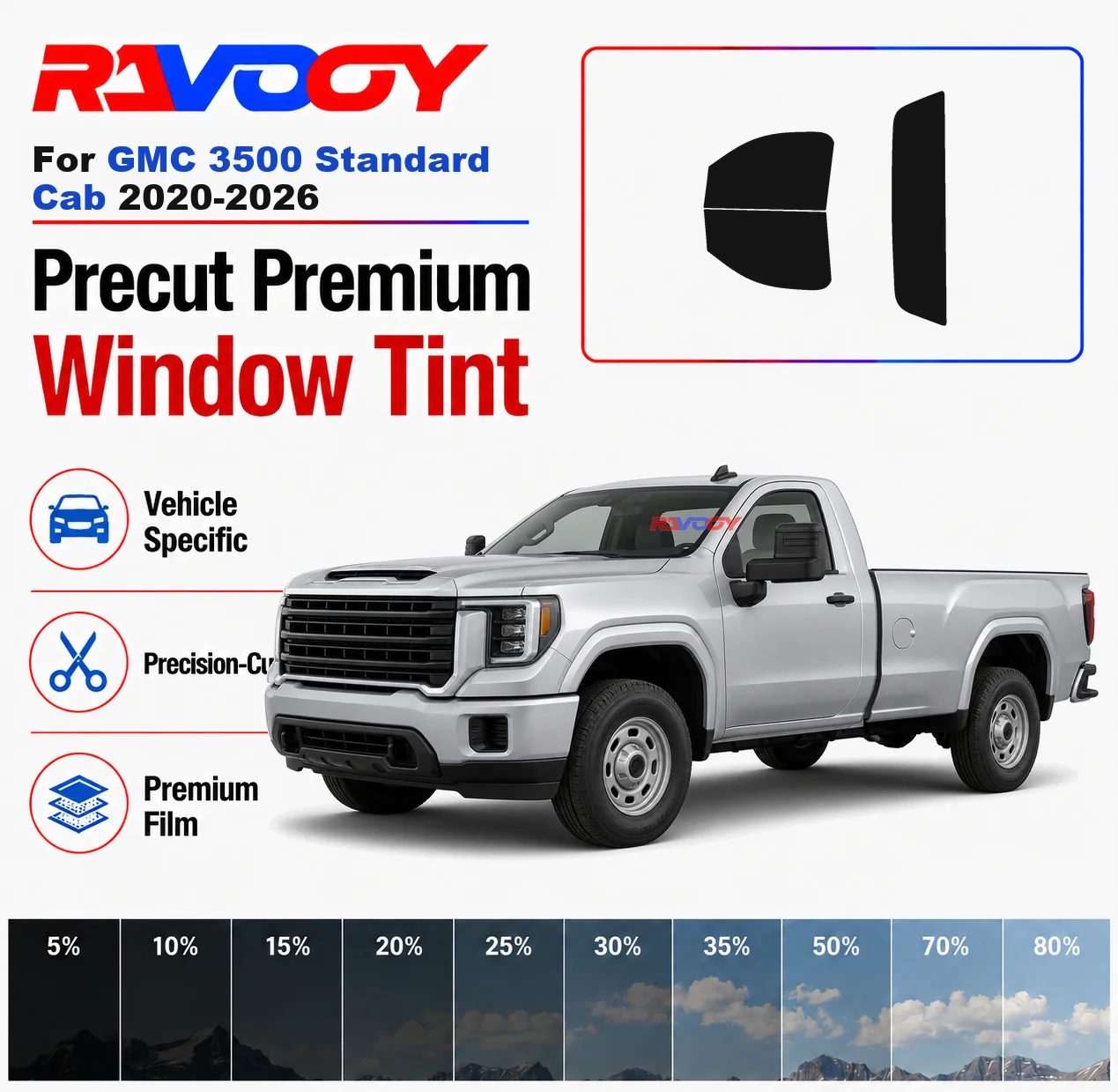 Premium Precut Window Tint Kit Front Windows Rear Windows Rear Windshield For GMC 3500 Standard Cab 2020-2026 Nano Ceramic Film
Premium Precut Window Tint Kit Front Windows Rear Windows Rear Windshield For GMC 3500 Standard Cab 2020-2026 Nano Ceramic Film