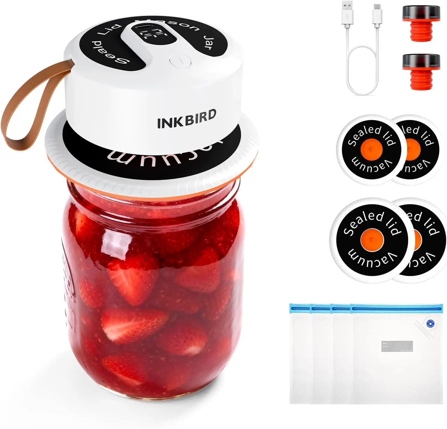 Беспроводной портативный вакуумный упаковщик для банок и сумок Sous Vide, мини-упаковщик пищевых продуктов 3 в 1 с 4 многоразовыми крышками
Беспроводной портативный вакуумный упаковщик для банок и сумок Sous Vide, мини-упаковщик пищевых продуктов 3 в 1 с 4 многоразовыми крышками