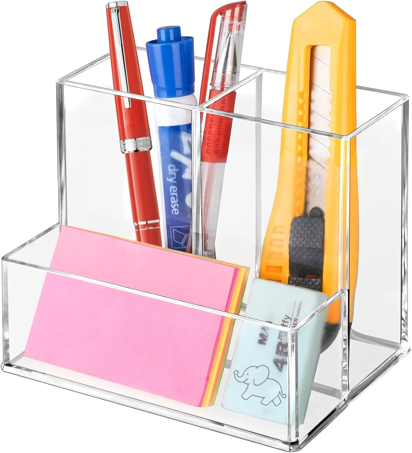 Clear Acrylic Pen Holder for Desk with 3 Compartments, Pencil Organizer for Office Classroom Bathroom
Clear Acrylic Pen Holder for Desk with 3 Compartments, Pencil Organizer for Office Classroom Bathroom