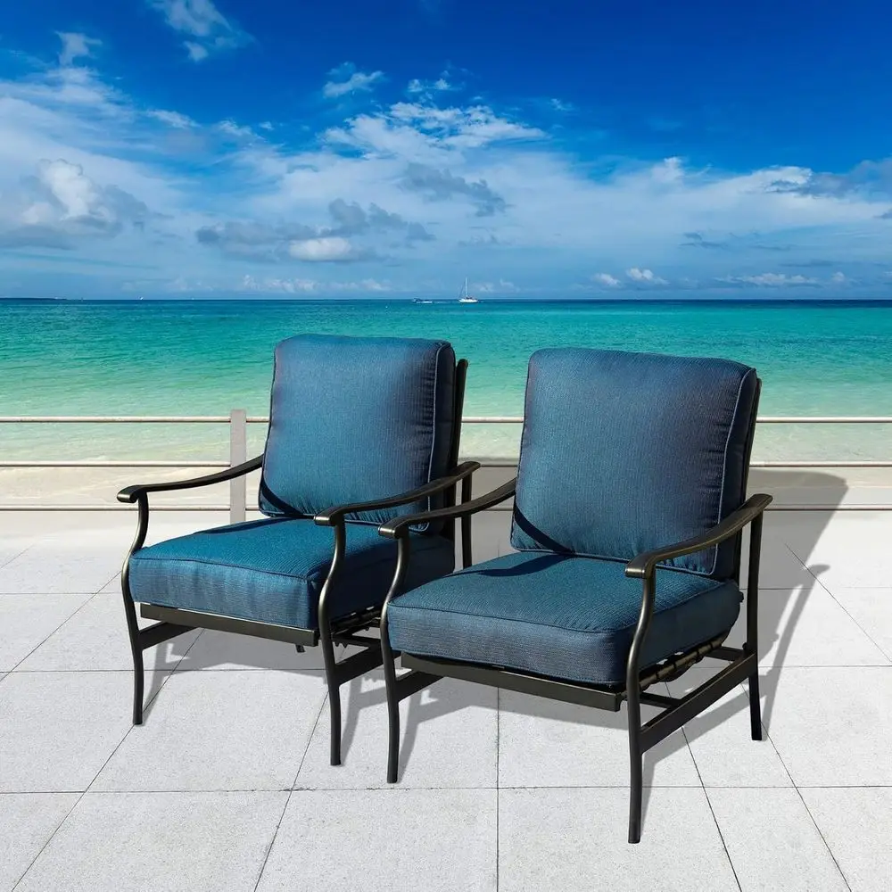 Blue Outdoor Patio Bistro Set with 2 Cushioned Metal Dining Chairs
Blue Outdoor Patio Bistro Set with 2 Cushioned Metal Dining Chairs