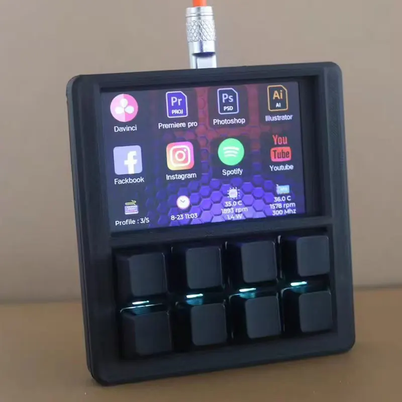 3.5 inch LCD DIY Quick Keyboard Desktop Console Programmable 8 keys Macro Pad
3.5 inch LCD DIY Quick Keyboard Desktop Console Programmable 8 keys Macro Pad