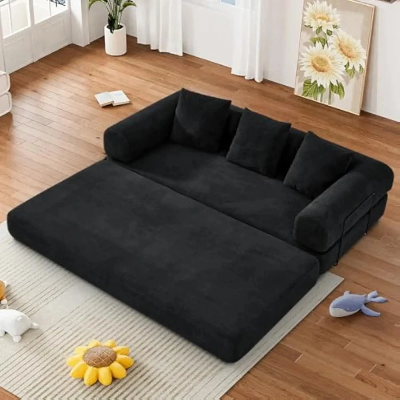 200CM-Convertible Sofa Bed with Cylindrical Pillows, Corduroy Folding Mattress with Fixed Shape Frame, Floor Sofa Lounge Sofa
200CM-Convertible Sofa Bed with Cylindrical Pillows, Corduroy Folding Mattress with Fixed Shape Frame, Floor Sofa Lounge Sofa