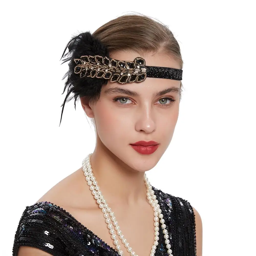 Women Feather Headband with Rhinestone,1920's Flapper Girl Party Photography Hair Band Dancing Performance Headpiece
Women Feather Headband with Rhinestone,1920's Flapper Girl Party Photography Hair Band Dancing Performance Headpiece