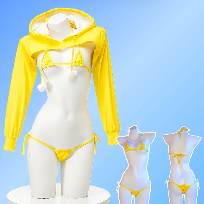 Anime Pu Leather Bikini Set Yellow PU Leather Hooded Top Bikini Set Cosplay Underwear Nightgown Students Uniform Costume Suits
Anime Pu Leather Bikini Set Yellow PU Leather Hooded Top Bikini Set Cosplay Underwear Nightgown Students Uniform Costume Suits
