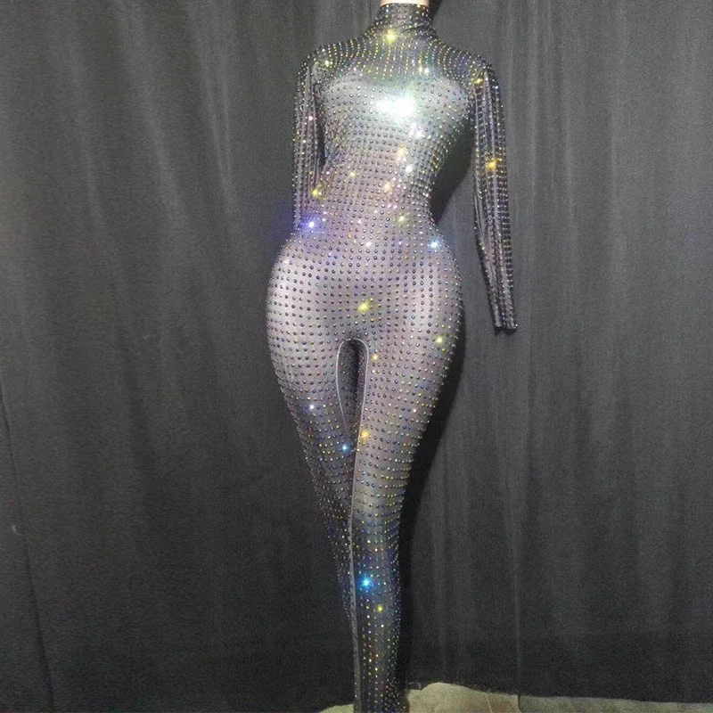 Rhinestone Jumpsuit Women long sleeve Jumpsuit Party Tight Fitting Black Rompers Singer Dancer nightClub stage designer clothes
Rhinestone Jumpsuit Women long sleeve Jumpsuit Party Tight Fitting Black Rompers Singer Dancer nightClub stage designer clothes