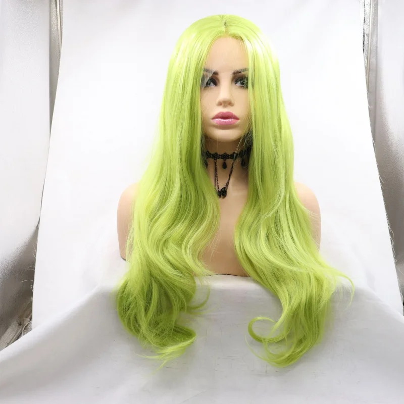Wig, mixed green, 13*3 front lace, medium synthetic fiber, high-temperature silk, long curly hair
Wig, mixed green, 13*3 front lace, medium synthetic fiber, high-temperature silk, long curly hair