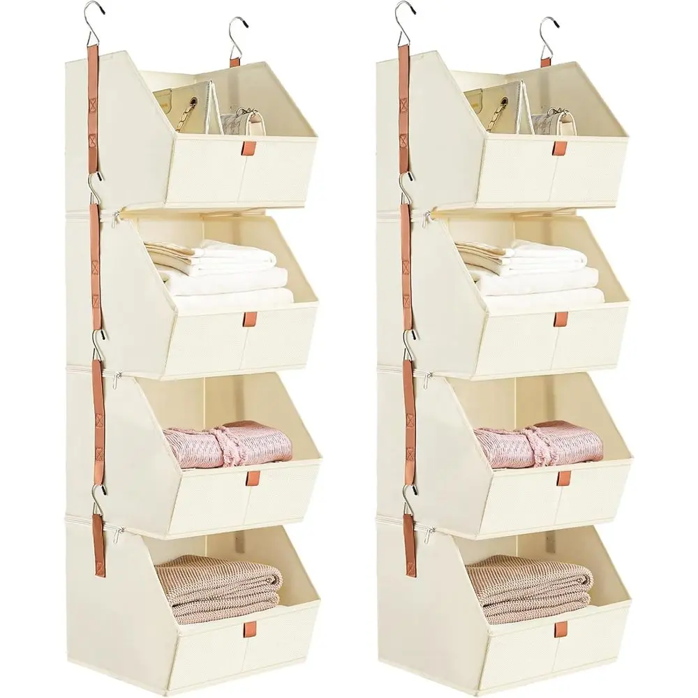 4-Tier Collapsible Hanging Closet Organizer with Storage Baskets for Bedroom and RV (2-Pack, Beige)
4-Tier Collapsible Hanging Closet Organizer with Storage Baskets for Bedroom and RV (2-Pack, Beige)