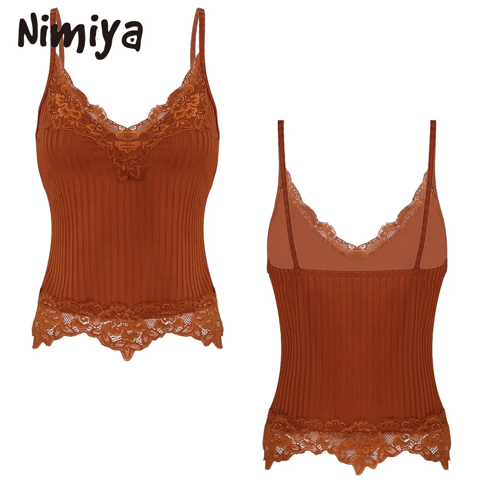 Nimiya Women Pure Lace Trimming V Neck Spaghetti Straps Slim Polyester Crop Tops Summer Beach Sleeveless Ribbed Camisole Vests
Nimiya Women Pure Lace Trimming V Neck Spaghetti Straps Slim Polyester Crop Tops Summer Beach Sleeveless Ribbed Camisole Vests