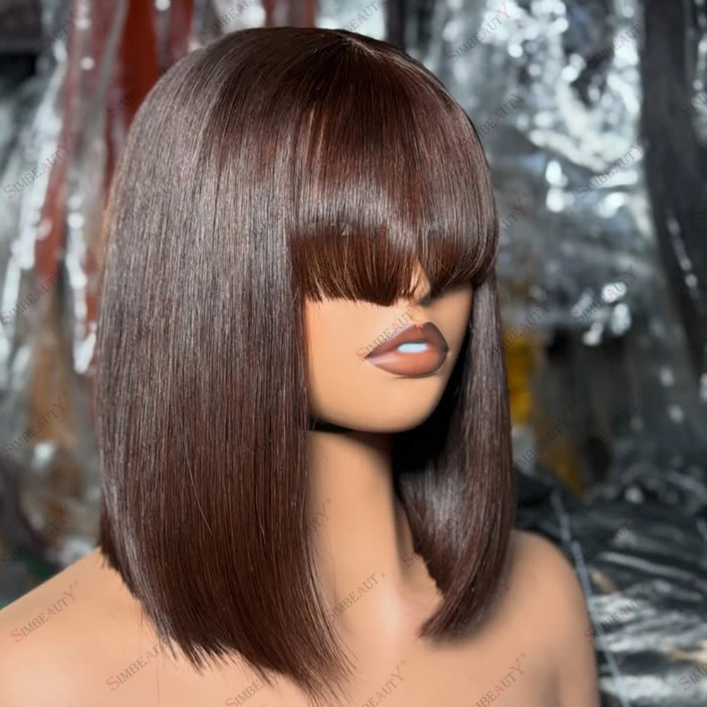Silky Straight Brown Bob Human Hair Wig with Bangs Glueless 360 Lace Frontal Unprocessed Indian Hair Wig Black Women Fringe Wig
Silky Straight Brown Bob Human Hair Wig with Bangs Glueless 360 Lace Frontal Unprocessed Indian Hair Wig Black Women Fringe Wig