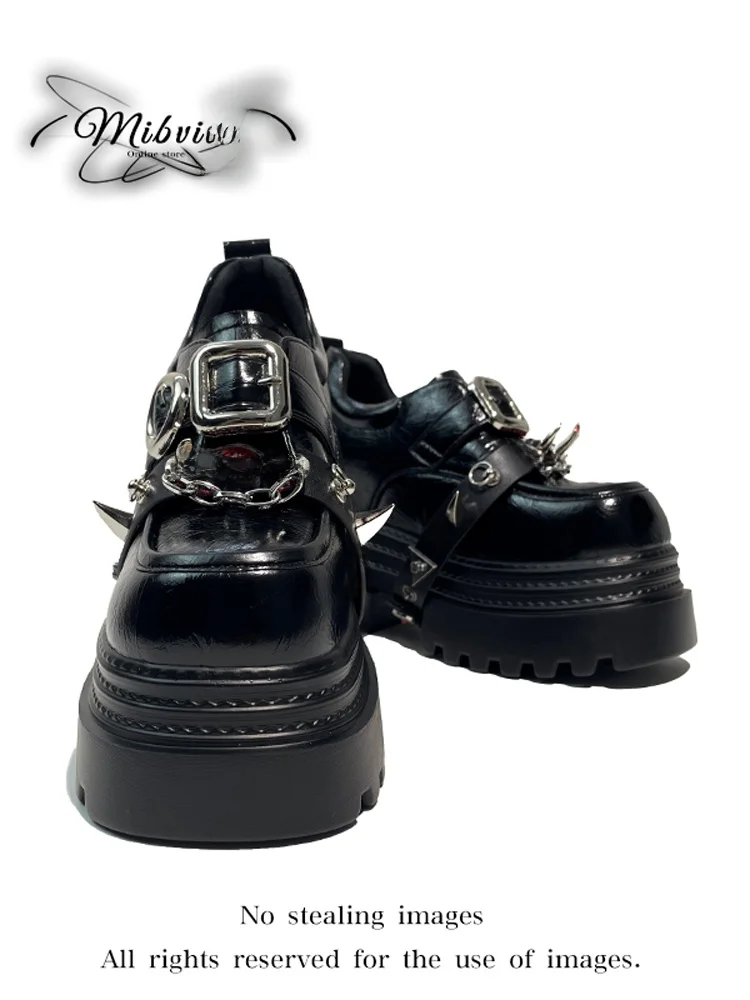 Mibvias Punk Thick Bottom Single Shoes Dark Style Fashionable Women's Footwear Metal Decor round Toe High Heel Rubber Sole
Mibvias Punk Thick Bottom Single Shoes Dark Style Fashionable Women's Footwear Metal Decor round Toe High Heel Rubber Sole