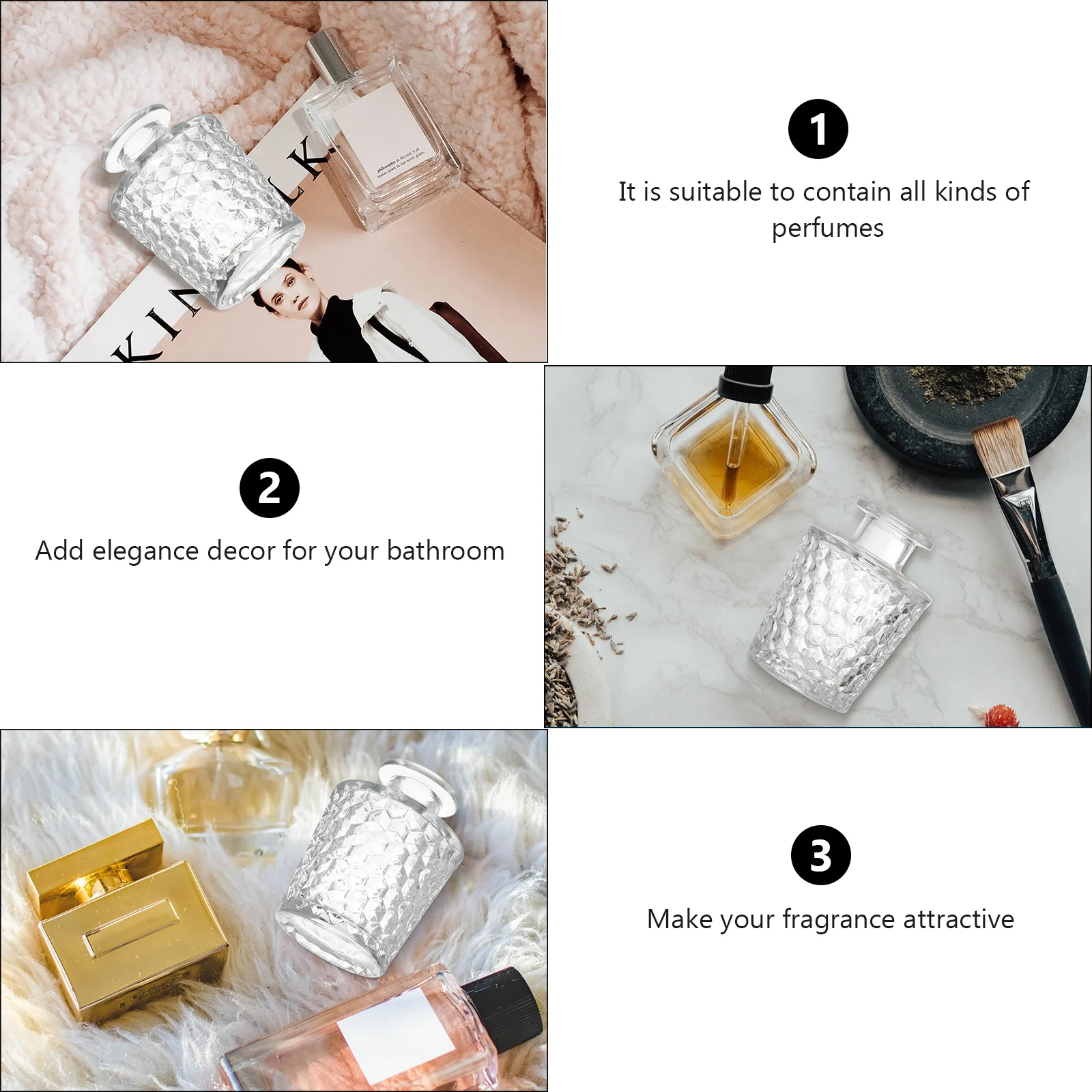 Premium Clear Glass Diffuser Bottle Reusable Aromatherapy Container for Perfume Oil Decorative Fragrance Jar Empty Diffuser Jars
Premium Clear Glass Diffuser Bottle Reusable Aromatherapy Container for Perfume Oil Decorative Fragrance Jar Empty Diffuser Jars