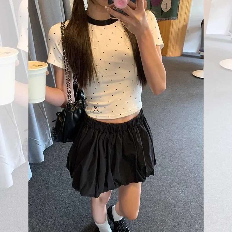 Women Chic Polka Dot O-neck Crop Tops Butterfly Embroidery Cute Girls T-shirts New Spring Summer Slim Short Sleeve T-shirts
Women Chic Polka Dot O-neck Crop Tops Butterfly Embroidery Cute Girls T-shirts New Spring Summer Slim Short Sleeve T-shirts
