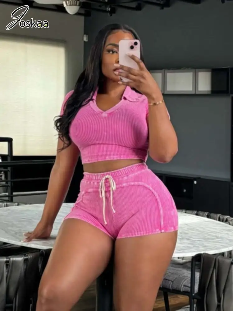 Joskaa Ribbed Yoga Fitness 2 Piece Sets Women Casual Short Sleeve Crop T-Shirt and Drawstring Shorts Matching 2025 Tracksuits
Joskaa Ribbed Yoga Fitness 2 Piece Sets Women Casual Short Sleeve Crop T-Shirt and Drawstring Shorts Matching 2025 Tracksuits