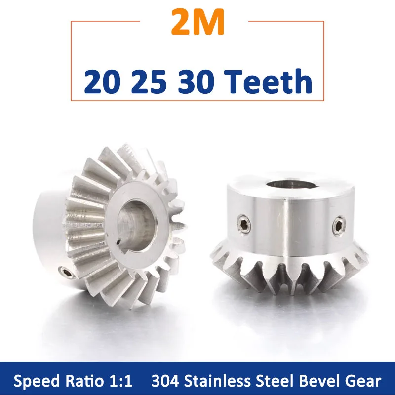 1pc 1:1 304 Stainless Steel Bevel Gear 2M 20 25 30 Teeth 2 Module 20T 25T 30T 90 Degrees Meshing Angle Steel Gears Bore 12-30mm 
1pc 1:1 304 Stainless Steel Bevel Gear 2M 20 25 30 Teeth 2 Module 20T 25T 30T 90 Degrees Meshing Angle Steel Gears Bore 12-30mm
