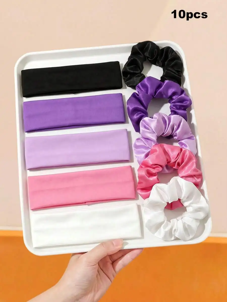 10pcs Satin Hair Accessories Set: Scrunchies And Headbands For Women
10pcs Satin Hair Accessories Set: Scrunchies And Headbands For Women